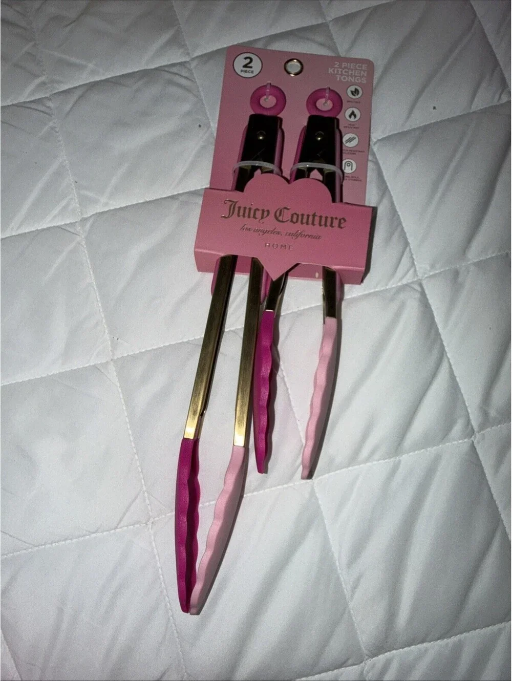 Juicy Couture 2 Piece two tone Pink Gold Silicone Tongs Heat Resistant